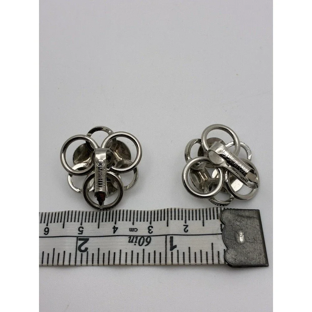 Sarah Coventry Silver Tone Circle Link Clip on Earrings Vintage Costume Jewelry